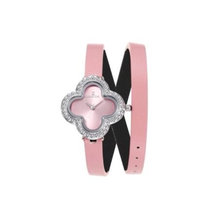 Women's Watch Two-Tone Pink Strap Silver Frame