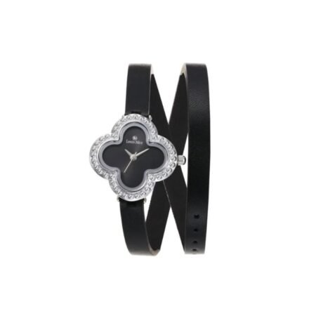 Women's Watch with Two-Tone Black Strap, Silver Frame