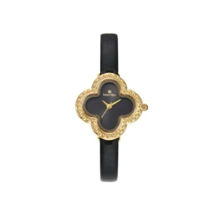 Women's watch that expresses elegance with a black leather strap and a gold frame
