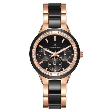 Kenneth Scott Ladies's Rose Gold Dial Multi Fn Watch -K24604-RCBB