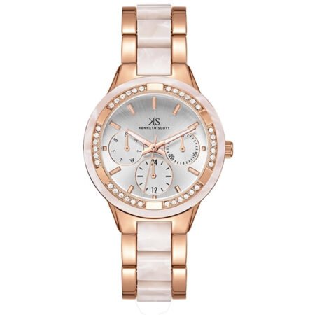 Kenneth Scott Ladies's Rose Gold Dial Multi Fn Watch -K24604-RCWW