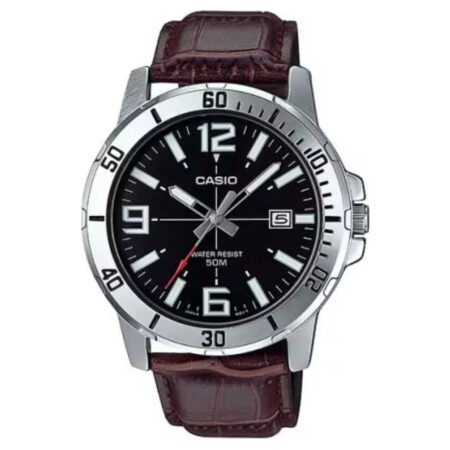 CASIO Men's Analog Black Dial Watch - MTP-VD01L-1B
